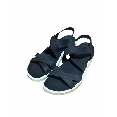ECCO FLOWT Women s Black Nubuck Strappy Comfort Sandals White Sole Sz 40