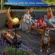 Moon Solar Lights Outdoor Garden Decor Gifts for Mom Women,Waterproof Stakes ...