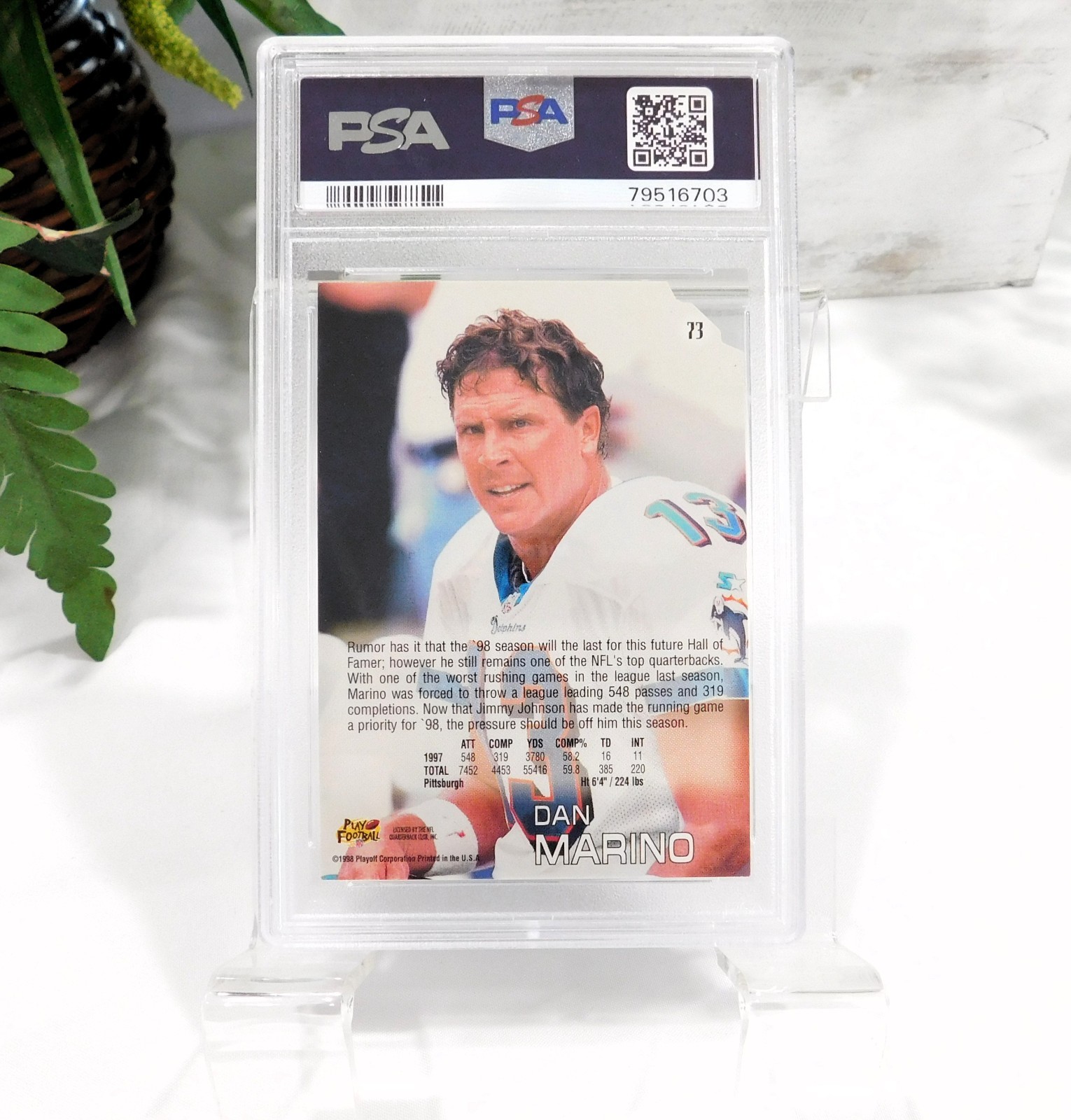 1998 PLAYOFF ABSOLUTE RETAIL DIE-CAST #73 HOF DAN MARINO RARE GEM MINT 10 CARD view 7