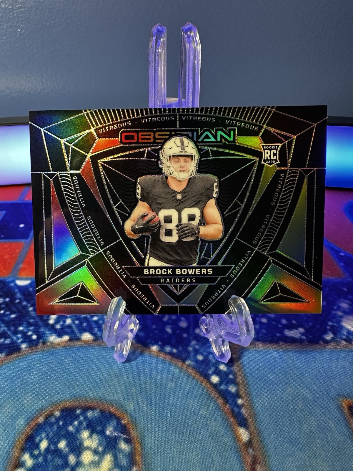 2024 Brock Bowers Panini Obsidian Vitreous Case Hit #8 Rookie Las Vegas Raiders
