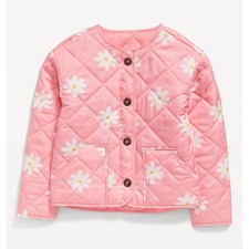 Old Navy Collarless Quilted Printed Button-Front Jacket for Girls NEW Size XL