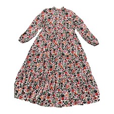 Boden Women's Tiered Maxi Shirt Dress US Sz 6 Ivory Floral Forest Prairie Boho