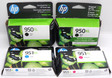 Lot 4 OEM HP Ink Cartridges 2 950xl Black, 1 951xl Cyan, 1 Magenta EXPIRED