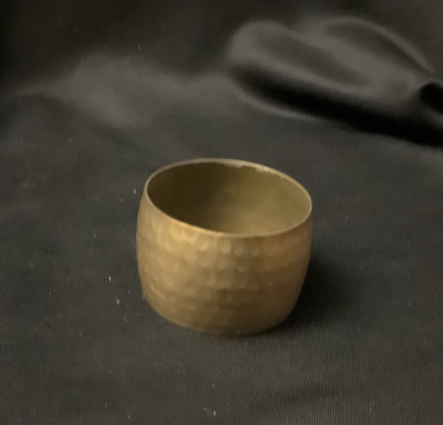 Vintage Hammered Solid Brass Round Cuff Bracelet … - image 1