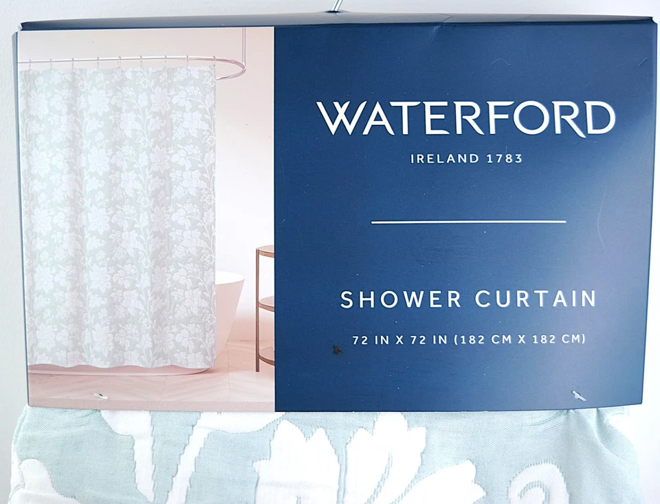 Cortina de ducha de tela Waterford FELPA FLORAL 72" X 72" -AZUL/BLANCO Foto 3 de 3