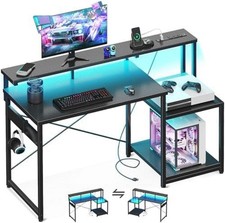 Gaming Desk w/ Monitor Stand LED Computer Desk Gamer Workstation Home OfficeGami