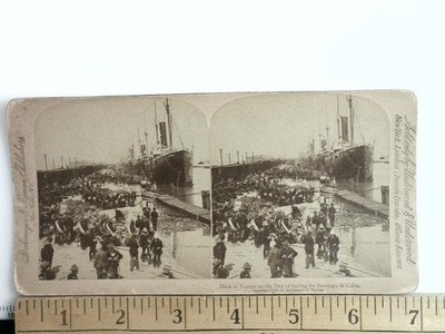 Dock at Tampa Sailing for Santiago de Cuba 1898 Stereoview by Strohmeyer & Wyman