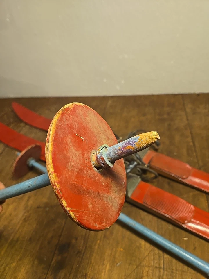 Vintage Child's Wooden Snow Skis Plus Poles.46" - Image 2 of 4