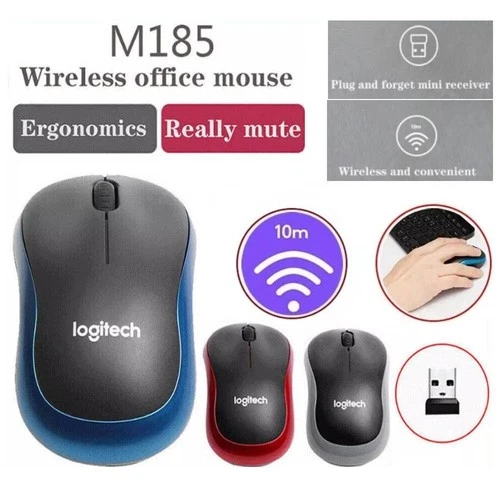 M185 Logitec h Maus Wireless Schnurlos Mouse Kabellos Funk + USB Empfänger NEU