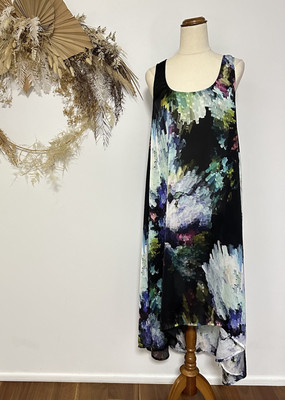 ELK MIDI Dress Colourful Pixel Crystal Pattern Wearable Art Casual