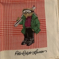 Polo Ralph Lauren Polo Bear Handkerchief Red Glen Plaid 19  Cotton EUC Unisex