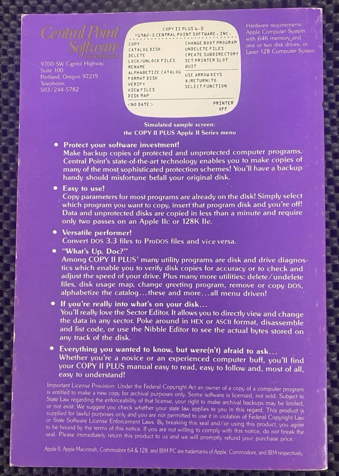 VINTAGE | COPY II PLUS v6.0 USERS MANUAL (Apple IIc, Apple IIe, Apple IIGS) - Image 2 of 3