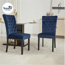 Juego de 2 sillas de comedor de terciopelo, sillas de comedor tapizadas con patas de madera y