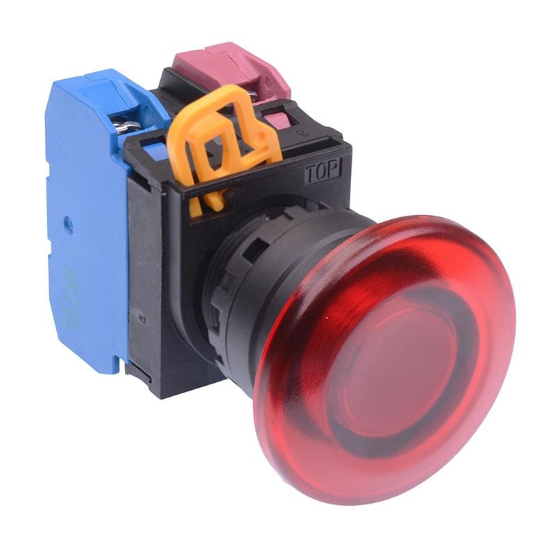 IDEC Amber 24V illuminated 22mm Mushroom Momentary Push Button Switch NC IP65