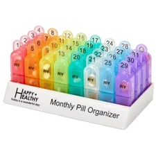 MEDca Monthly Pill Organizer, 2 Times/Day, 31 AM/PM Removable Boxes