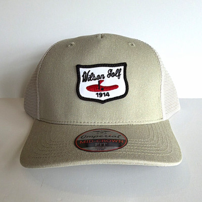 Wilson 1914 Golf Hat Adjustable Breathable Mesh Back Beige/White Logo