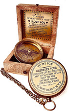 Gift for Son from Mom Dad Engraved Compass 2" - Father to Son Gifts, Mom to So