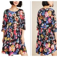 ANTHROPOLOGIE MAEVE MAGNOLIA TUNIC DRESS FLORAL SIZE XS Cottagecore Farm Cabin