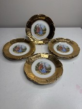 Hutshenreuther Selb Gold Encrusted Courting Couple 6 1/2 Plate set of 6