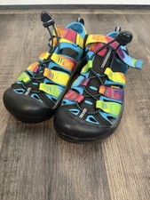 KEEN Kids' sz 3 Water Sandals Rainbow Multi Strap Adjustable Bungee Closure