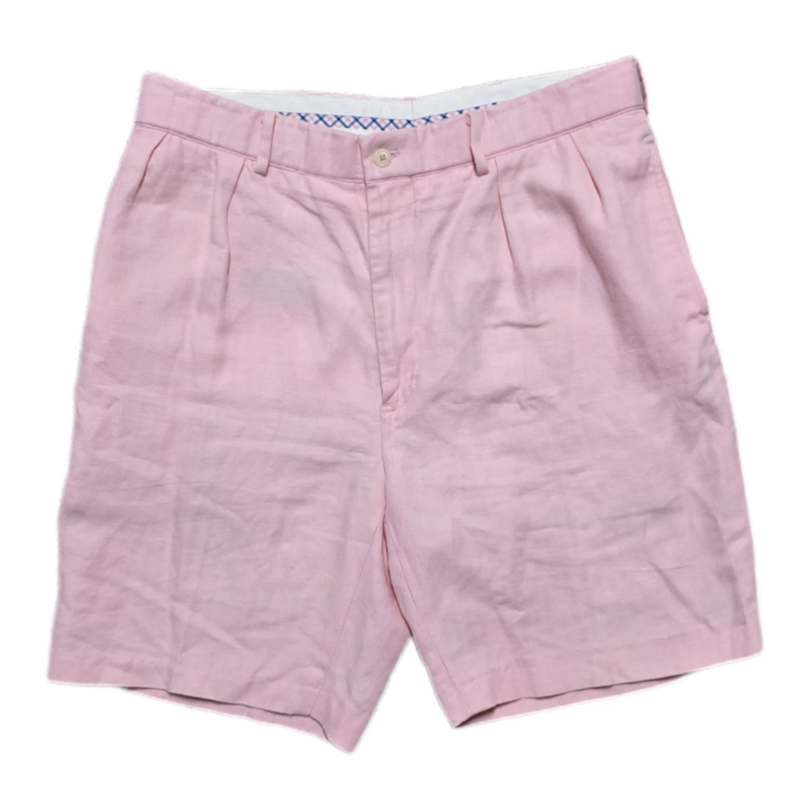 VTG Polo Ralph Lauren Linen Blend Golf Shorts Mens 35 Pink Pleated 90s