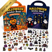 2-Pack Reusable Halloween Sticker Books Party Favors for Kids Activity Play Set