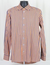 Worn Mint ETON White Orange Navy Gingham Contemporary Fit SHIRT EU41 16 x 36