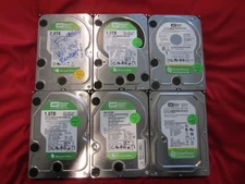 Lot of 6pcs Western Digital 2.0TB/1.5TB/1.0TB 32MB/64MB Sata III 6Gb/s HDD Drive