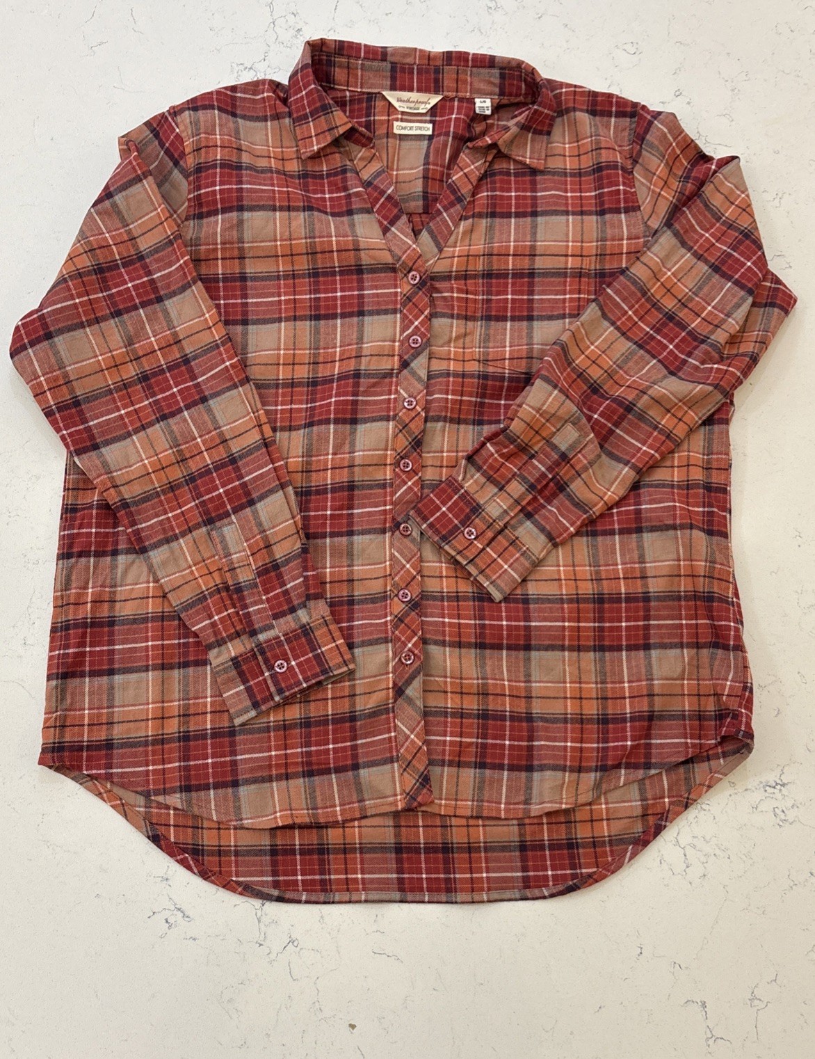 Weatherproof Vintage Women's Comfort Stretch Flannel Shirt, 