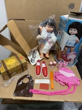 Rare NEW Vintage 1975 AMSCO Polly Pretend Doll With Accessories And Original Box
