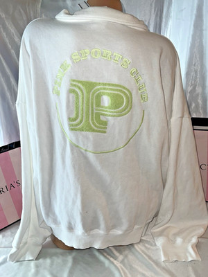 Victorias Secret Pink Sweatshirt Full Zip Lime Green Logo Slouchy  Large
