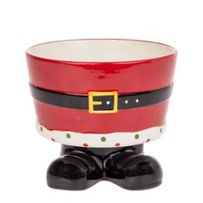Boston International - Ceramic Small Footed Serving Bowl - Santa Belt