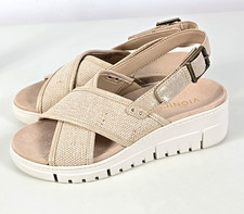 LKNW - Vionic Womens UPTOWN SONOMA Criss Cross Wedge Slingback Sandals Sz 8