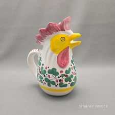 VTG 9.5" Cama Deruta Rooster Pitcher Jug Ceramic Italian Folk Art Hand Painted