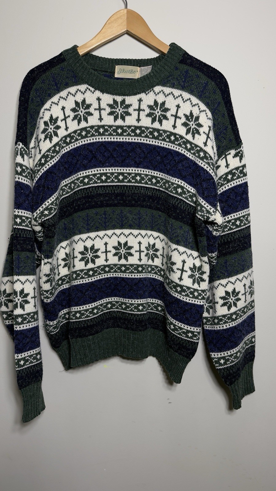 Vintage St Johns Bay Fair Isle Sweater Mens Large Acrylic Blend Nordic Pullover
