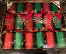 Luxury Dinner CRACKERS Favors Inside Holiday CHRISTMAS LARGE 13” SET of 6 NEW