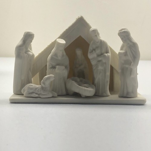 8 Piece Nativity Set White Bisque Porcelain Figurines 3” - 5” Tall - Picture 2 of 8