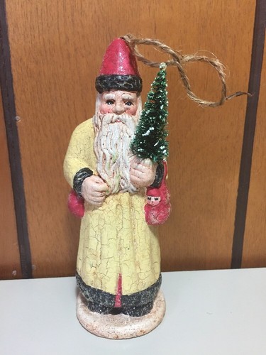 Alte Welt Belsnickle Santa Crackle Glitzer Flaschenbürste Baumschmuck 5,75"