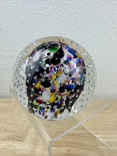 A.K. JABLONSKI signierter Vintage Polen Kunst Glas kontrollierte Blase Briefbeschwerer - Bild 3 von 9