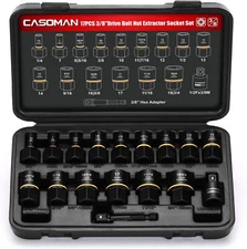 17 PCS 3/8" Drive Impact Bolt and Nut Extractor Socket Set for Removing Damaged