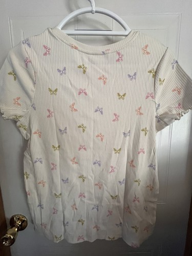 Girl's, Cat & Jack, CREAM Tee Shirt, Butterfly PRINT , XXL 16/18 BRAND NEW - Picture 10 of 14