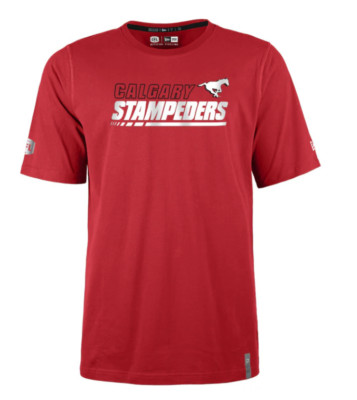 2024 Calgary Stampeders CFL Football New Era Reign Sideline T Shirt Red