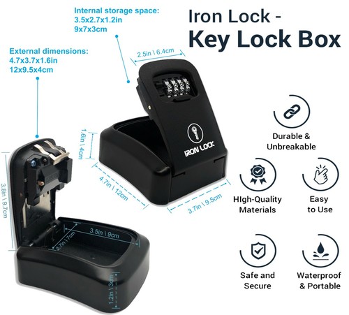 Iron Lock® - Key Lock Box Wall Mount for Keys 4 Digit Combination - Picture 34 of 63