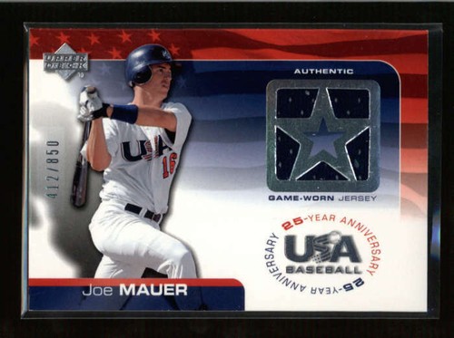 Joe Mauer 04 Upper Deck Team Usa Baseball Game Used Jersey 412 850 Ax1307 Ebay