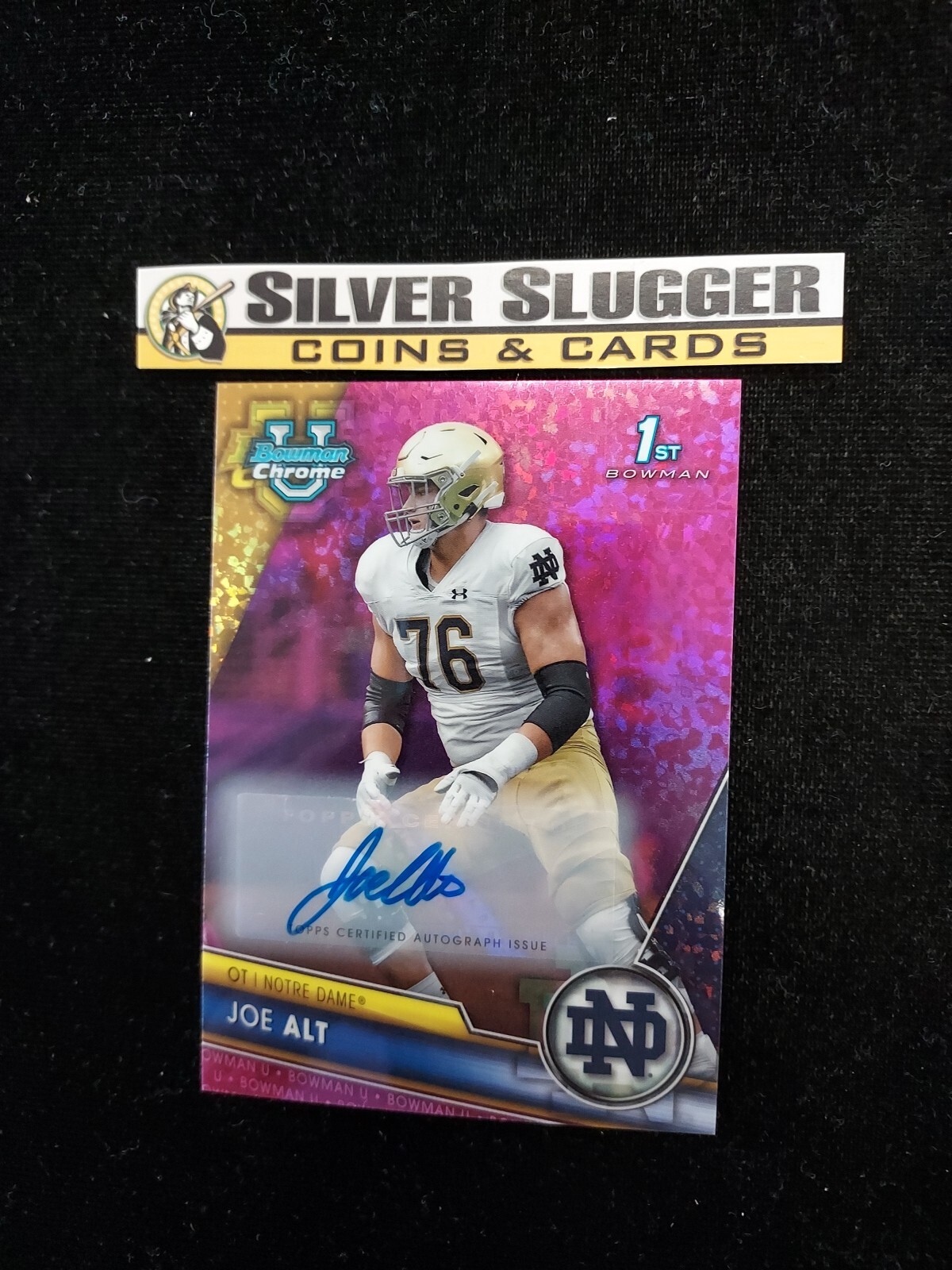 2023 Joe Alt 1st Bowman Chrome U Auto Pink Mini Diamond /150 #111 Notre Dame