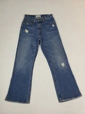 American Eagle Distressed Bootcut 100% Cotton Denim Blue Jeans Sz (26Wx28L)