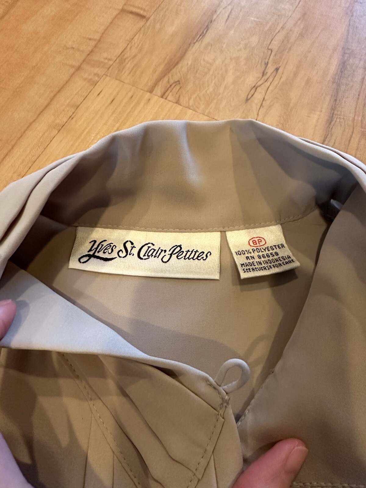 SAINT LAURENT Yves St. Clair Petites blusa vintage donna taglia 8P marrone chiaro