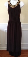 Madison Leigh Women's Dress Sleeveless Brown Beaded Hi Lo Career Work Size 8