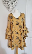 Ladies BNWT Apricot Mustard Yellow Ditsy Floral Print Shut Dress Size 8-10 Boho