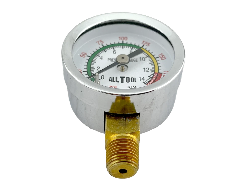 Air Pressure Gauge 1.5" Dial Side Mount 1/8"NPT - 0 to 200 PSI Color Coded - Image 2 of 4